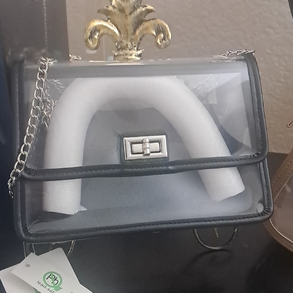 Modern Black Crossbody Bag with Transparent Design